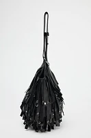 FRINGED LEATHER BUCKET BAG