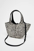 ANIMAL PRINT LEATHER MINI TOTE BAG