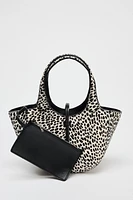 ANIMAL PRINT LEATHER MINI TOTE BAG