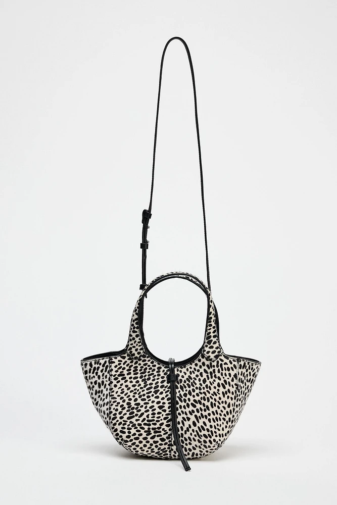 ANIMAL PRINT LEATHER MINI TOTE BAG