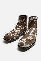 ANIMAL PRINT LEATHER BOOTS