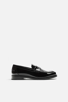 FAUX PATENT LEATHER PENNY LOAFERS