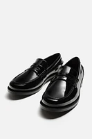 FAUX PATENT LEATHER PENNY LOAFERS