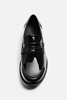 FAUX PATENT LEATHER PENNY LOAFERS