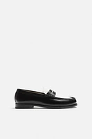 CONTRASTING LEATHER PENNY LOAFERS