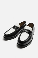 CONTRASTING LEATHER PENNY LOAFERS