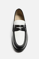 CONTRASTING LEATHER PENNY LOAFERS