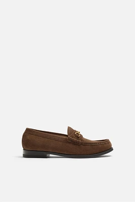 METAL TRIM LEATHER LOAFERS