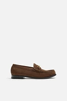 METAL TRIM LEATHER LOAFERS