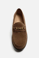 METAL TRIM LEATHER LOAFERS