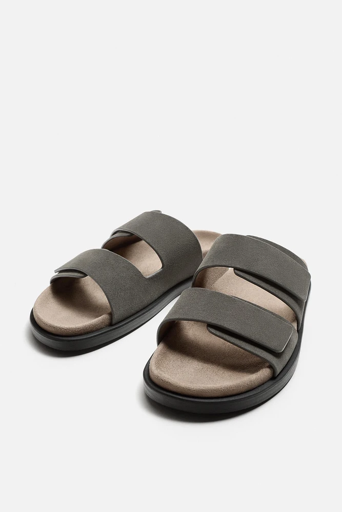 DOUBLE STRAP LEATHER SANDALS