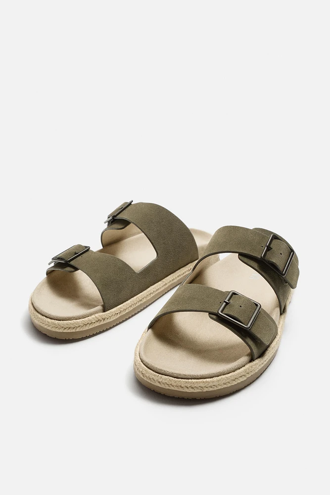 DOUBLE STRAP LEATHER SANDALS