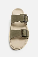 DOUBLE BUCKLE LEATHER SANDALS