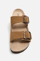 DOUBLE BUCKLE LEATHER SANDALS