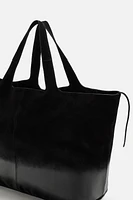 LACQUERED LEATHER SHOPPER BAG