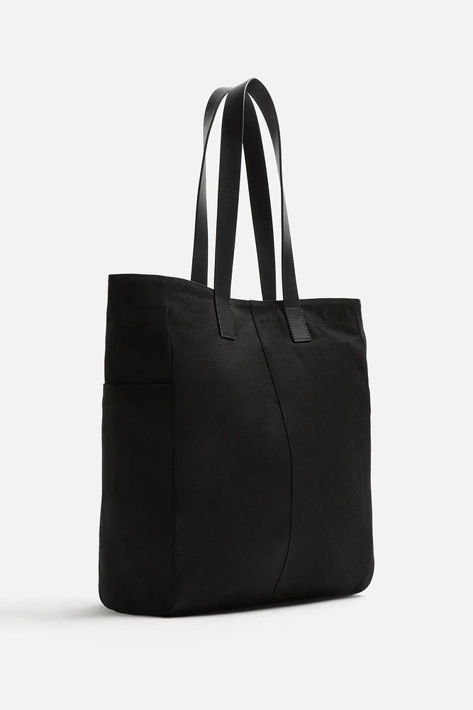 SAC SHOPPER EN TISSU ET CUIR