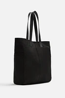 LEATHER AND FABRIC TOTE