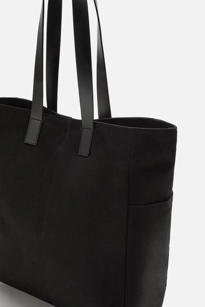 SAC SHOPPER EN TISSU ET CUIR