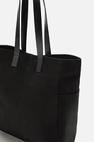 LEATHER AND FABRIC TOTE