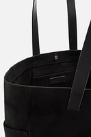 LEATHER AND FABRIC TOTE