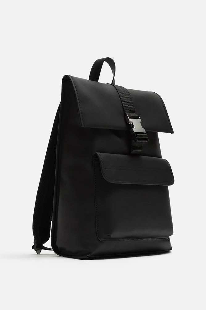 RUBBERIZED FLAP BACKPACK