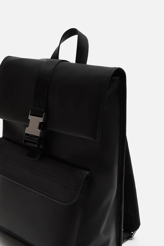 RUBBERIZED FLAP BACKPACK