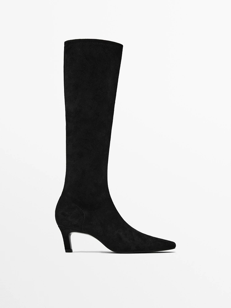 Stretch high-heel boots