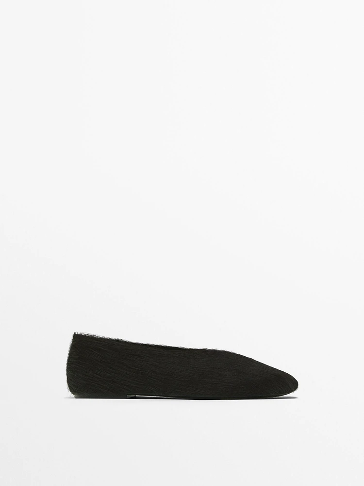 Furskin ballet flats