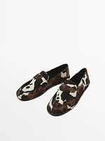 Animal print furskin loafers