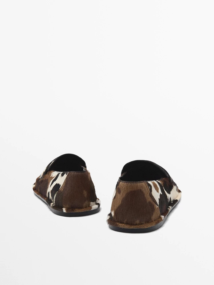 Animal print furskin loafers