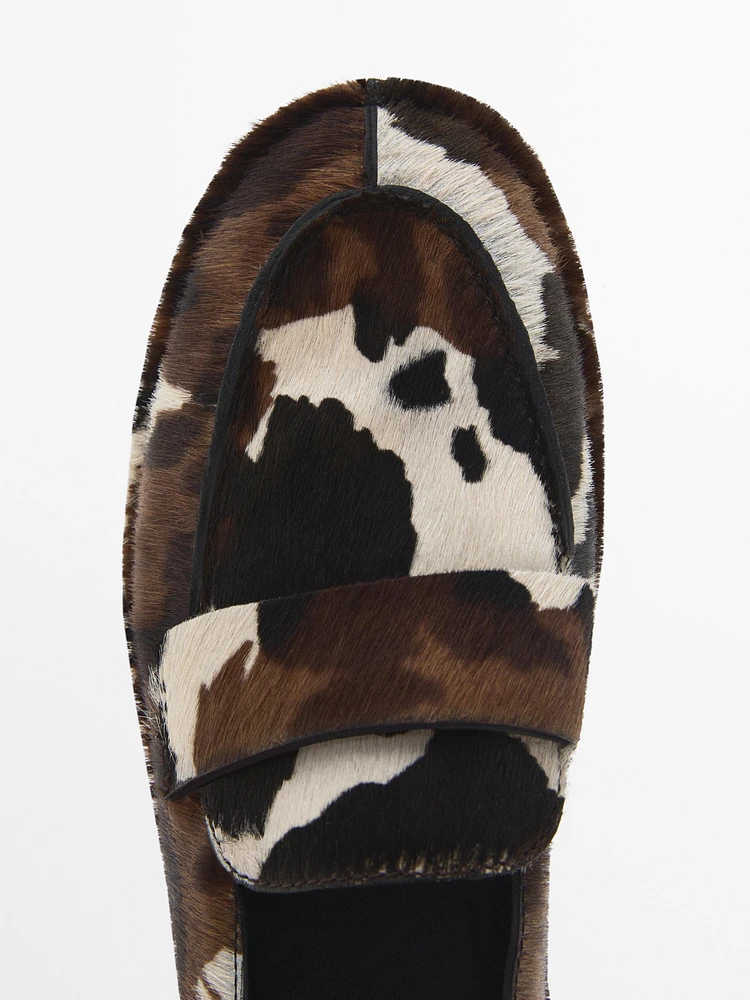 Animal print furskin loafers