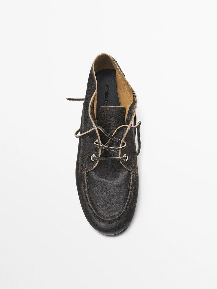 Leather boot-style deck shoes