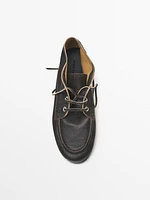 Leather boot-style deck shoes