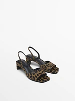 Animal print high-heel sandals