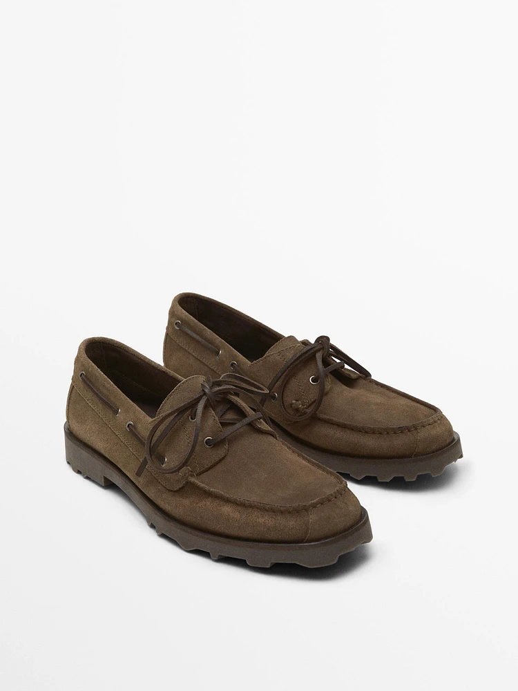 split suede deck shoes