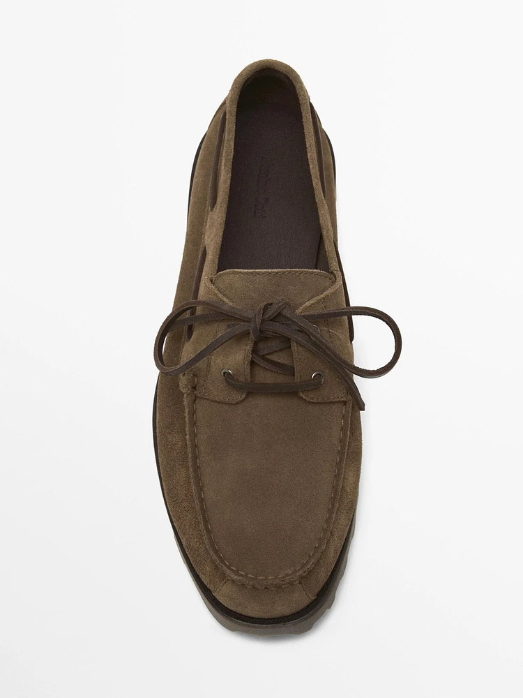 split suede deck shoes