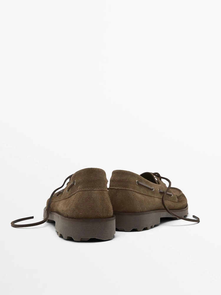 split suede deck shoes