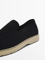 Split suede leather loafers