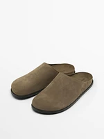 Split suede mules