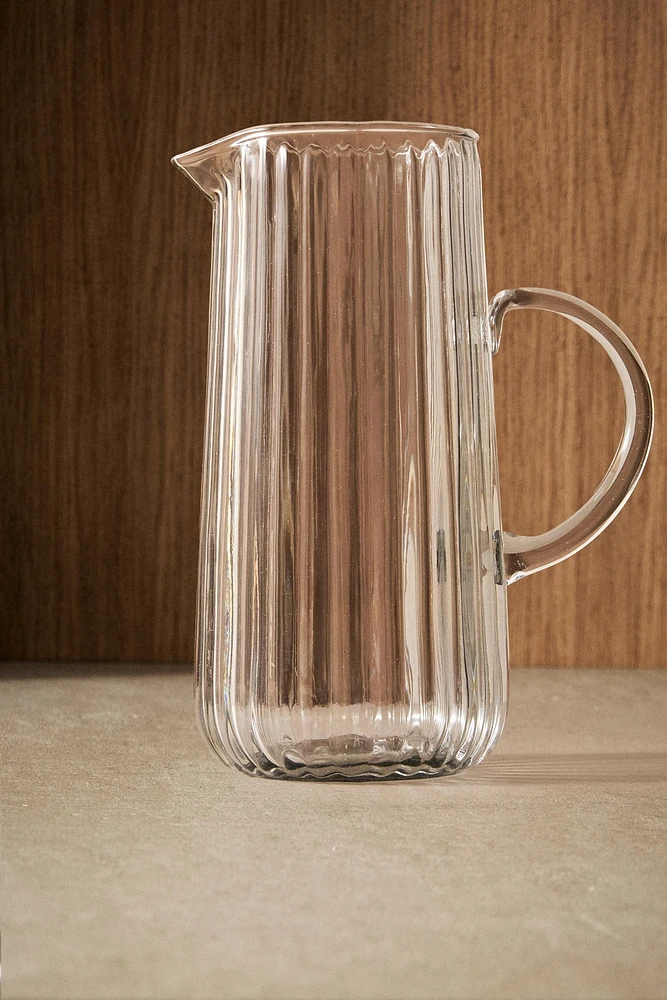 RAISED DESIGN GLASS PITCHER