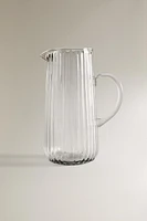 RAISED DESIGN GLASS PITCHER