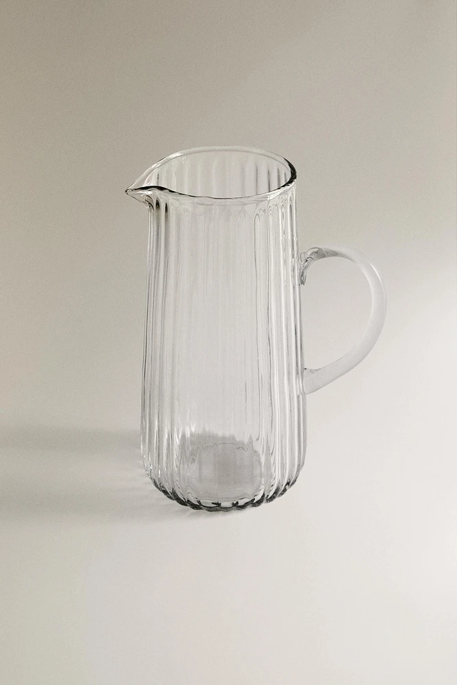 RAISED DESIGN GLASS PITCHER