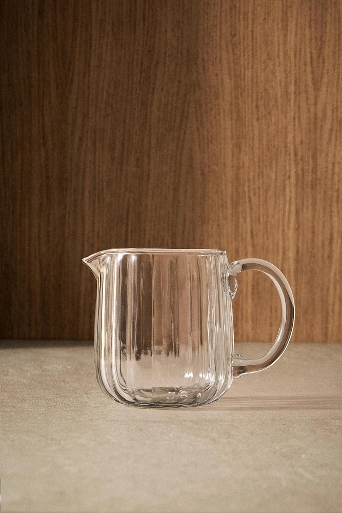 RAISED DESIGN GLASS MILK PITCHER