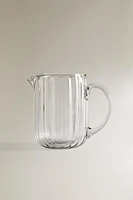 RAISED DESIGN GLASS MILK PITCHER