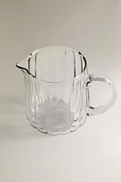 RAISED DESIGN GLASS MILK PITCHER