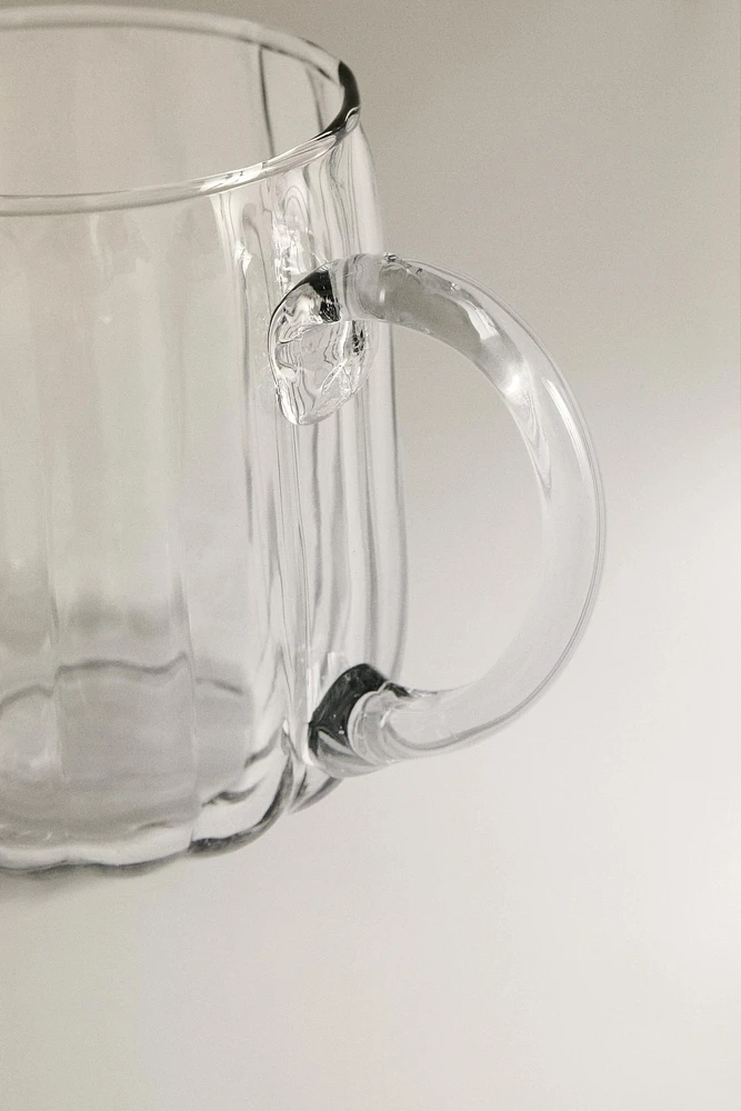 RAISED DESIGN GLASS MILK PITCHER