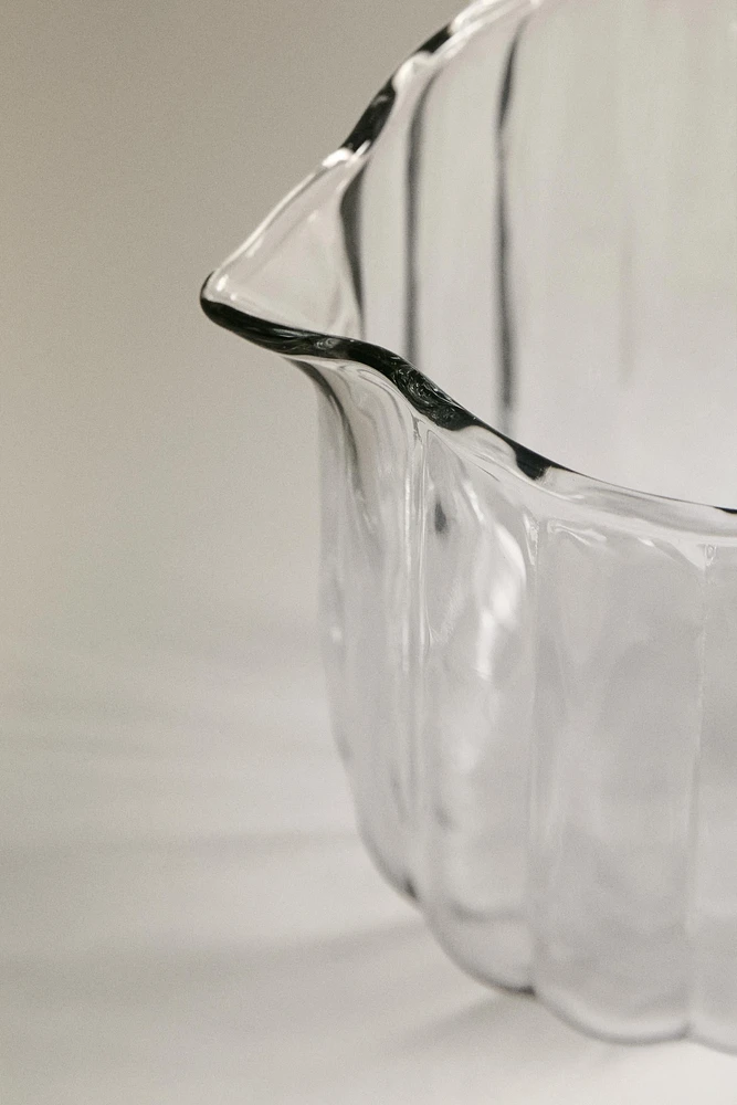 RAISED DESIGN GLASS MILK PITCHER