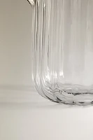 RAISED DESIGN GLASS MILK PITCHER