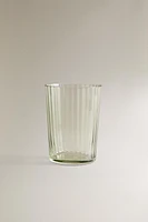 GLASS SOFT DRINK TUMBLER WITH LINE DESIGN