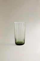 GLASS SOFT DRINK TUMBLER WITH LINE DESIGN